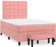 vidaXL Boxspring met matras fluweel roze 120x200 cm