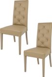 t m c s Tommychairs Chantal - Eetkamerstoelen - Set van 2 - Cappuccino - Kunstleer & Hout