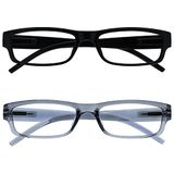 Leesbril The Reading Glasses Company The Society Leesbril Zwart & Grijs Lichtgewicht Comfortabel Lezers Waarde 2 Stuks Mannen Vrouwen RR32-17 +1,00
