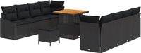 vidaXL Tuinbank - Set - 11 - st - Zwart - poly - rattan
