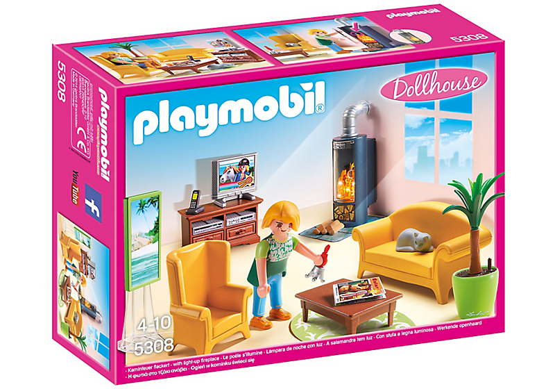 playmobil Dollhouse Woonkamer met houtkachel