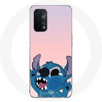 Oppo Etui voor Oppo A74 Stitch de neus in de lucht roze achtergrond Maniacase
