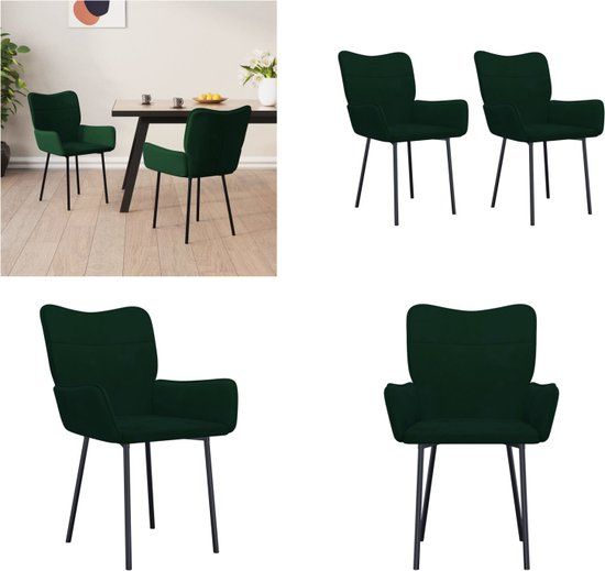 vidaXL Eetkamerstoelen 2 stuks fluweel donkergroen