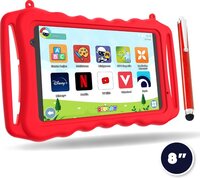 DEPLAY Kids Tablet SMART - Kindertablet - Kindertablet vanaf 3 jaar - 5000 mAh Batterij - Pen, Beschermhoes & Screenprotector- Android 13 – Tablet Kinderen - 8 Inch - Rood