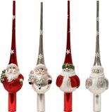 Decoris Glas Mini Piek Sneeuwpop/Kerstman Rood/Zilver H25cm
