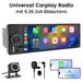 1DIN-Autoradio universel avec Bluetooth, CarPlay sans fil et Android Auto, écran de 6,36 pouces, caméra de recul + microphone + outils d'installation
