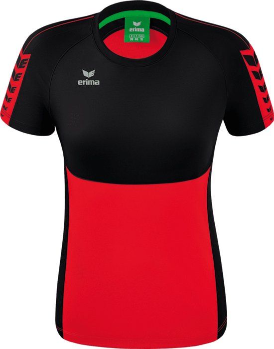 Erima Six Wings T-Shirt Dames - Rood / Zwart - Maat 36