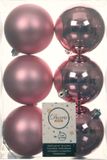 Decoris Boules de Noël - 12x pc - rose rouge à lèvres - D8 cm - plastique - mat/brillant