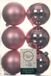 Decoris Boules de Noël - 12x pc - rose rouge à lèvres - D8 cm - plastique - mat/brillant
