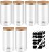 Set de bocaux hermétiques en verre - Rangement cuisine - 6 pièces - Couvercle en bambou - 1300 ml