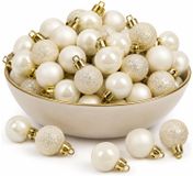Decoris Mini kerstballen - 42x st - wol wit - D3 cm - kunststof - kerstversiering