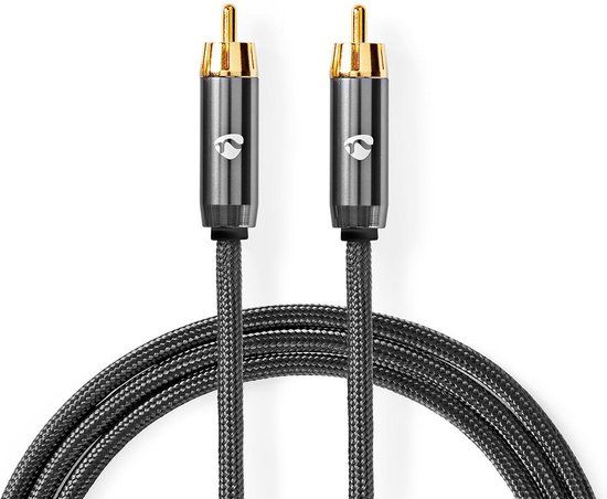 Nedis Subwoofer Kabel - RCA Male - RCA Male - 5m - Grijs