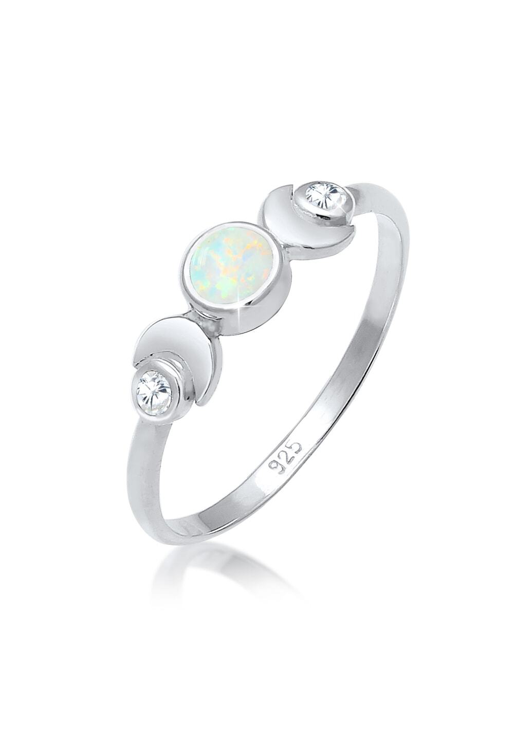 Elli Elli Elli Ring dames halve maan in astro vintage design met opaal en zirconia in 925 sterling zilver Ringen Dames