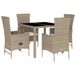 VidaXL 5-delige Tuinset met Kussens, Beige, Poly Rattan