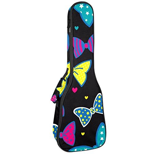 Mersov Tenor Ukulele Gigbag Waterdichte Ukelele Case Gewatteerde Rugzak, Geweldig voor Sopraan Concert (21/23/24") Schattig Kleurrijk Prinses Strik Patroon