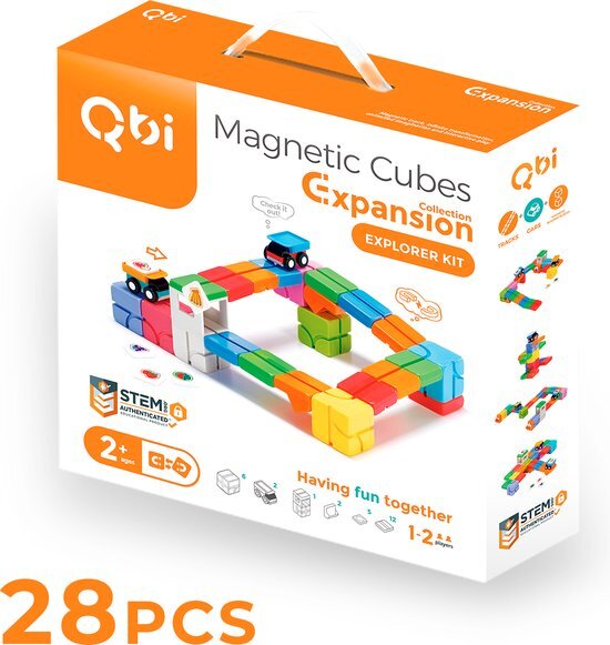 QBI bouwblokken magnetisch cubes uitbreidingsset Expansion 28delig