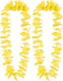 Boland Hawaii krans/slinger - 2x - Tropische kleuren geel - Bloemen hals slingers