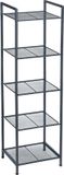 Songmics Étagère de salle de bain en métal, étagère de cuisine, 5 niveaux, étagère sur pied, noir