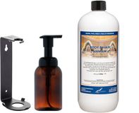 Claudius Cosmetics B.V. Body & Hair Hamam 300 ml - zeepdispenser amber bruin met pomp + 1 liter (inclusief beugel) - 2 in 1 voor lichaam en haar