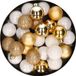 Kaemingk B.V. 28x pièces boules de Noël en plastique or et blanc mix 3 cm - Décoration de sapin de Noël
