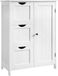 VASAGLE Armoire de salle de bains, meuble de rangement avec 3 grands tiroirs et étagère réglable en hauteur, 60 x 30 x 81 cm, blanc