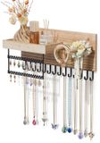 Lolalet Hangende Sieradenorganizer, Houten Sieradenrek met 15 Haken, Wandhanger voor Kettingen, Sieradenhouder voor het Ophangen van Oorbellen, Oorknopjes, Kettingen, Armbanden - Natuurlijk