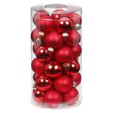 Inge-glas Inge Christmas Kerstballen - 30x st - rood - D4 cm - glas - glans en mat