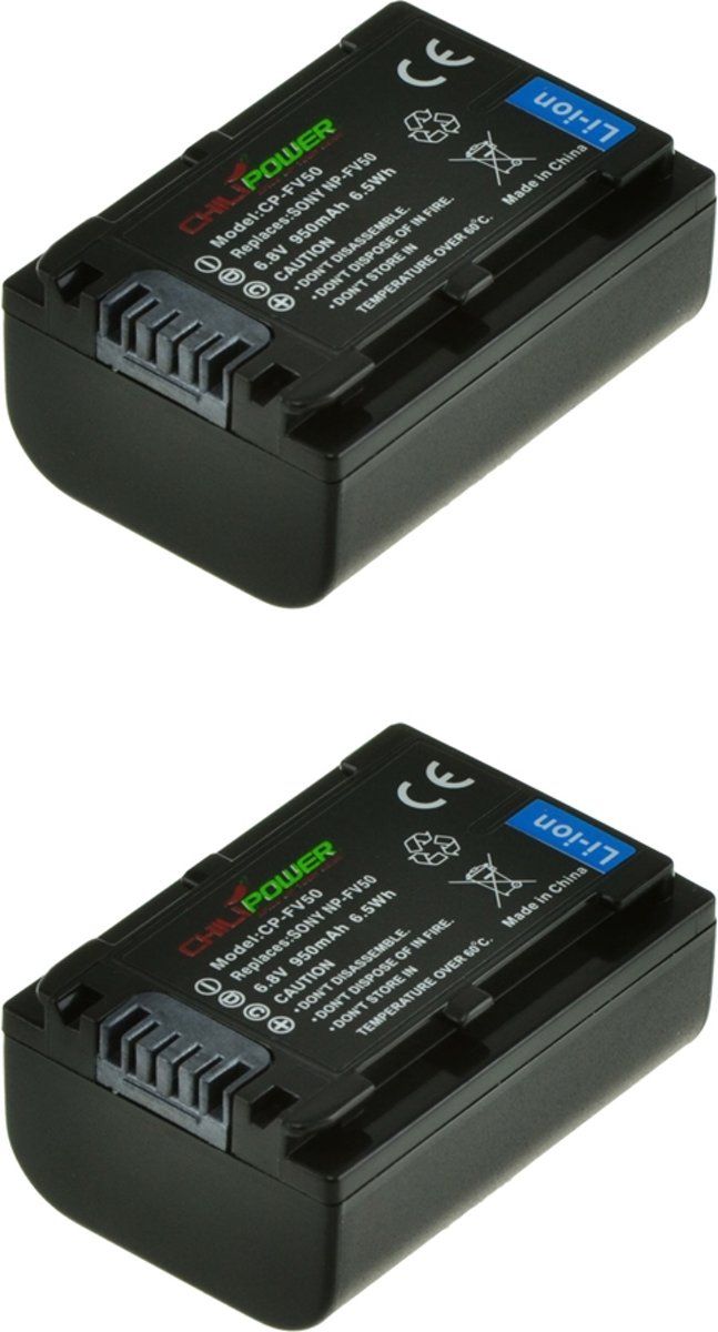 ChiliPower NP-FV50 / NP-FV40 accu voor Sony - 950mAh - 2-Pack