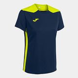 Joma Championship VI Shirt Korte Mouw Dames - Marine / Fluogeel | Maat: L
