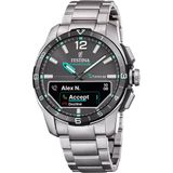 Festina F23000/J Hybride Heren Polshorloge Titanium Zilverkleurig Bruin Saffierglas 3 ATM