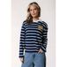 Colourful Rebel rechtvallende gestreepte trui - marineblauw