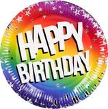 Boland - Set 10 papieren bordjes Rainbow 'Happy birthday' (XL)