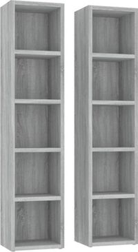 vidaXL CD-kasten 2 stuks 21x16x93,5cm bewerkt hout grijs sonoma eikenkleur