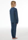 Schiesser Shirt 1/1 Unisex V-hals Lange Mouw Effen Viscose/Katoen/Acryl Diepblauw