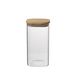 Icecat pot de rangement carré, verre et bambou, 780 ml
