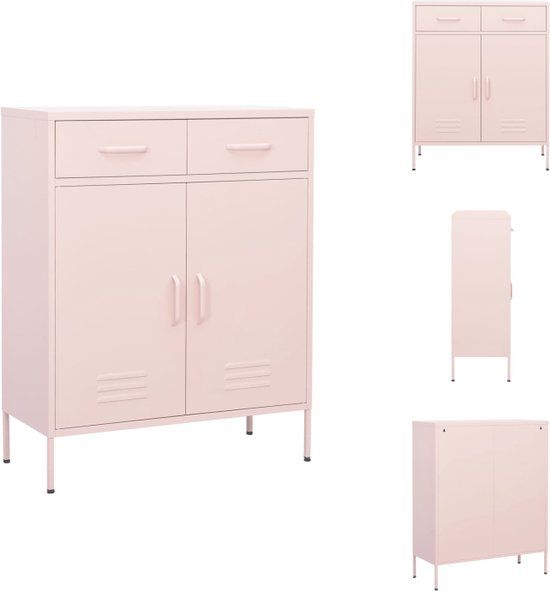 vidaXL Opbergkast 80x35x101,5 cm staal roze