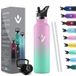 HoneyHolly Drinkfles - 750ml - RVS Waterfles met Herbruikbaar Rietje (2 Doppen), Lekvrij en Vacuüm-Geïsoleerd, BPA-vrij, Ideaal voor Sport & Outdoor, School en Fitness