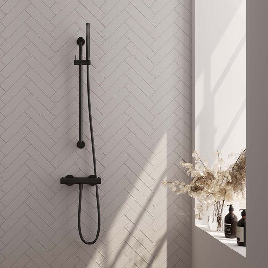 BRAUER Black Edition Opbouw Douche Thermostaatkraan Set - Mat Zwart