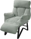 ML-Design Fauteuil met ligfunctie 85x82x102 cm van linnen, grijs/groen