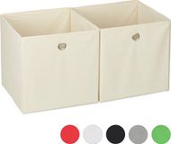 Merkloos Relaxdays Opbergbox Stof - Set van 2 - Vierkant - 30 x 30 x 30 cm - Beige