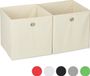 Merkloos Relaxdays Opbergbox Stof - Set van 2 - Vierkant - 30 x 30 x 30 cm - Beige