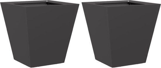vidaXL Plantenbakken - 2 st - 30x30x30 cm - Staal - Zwart