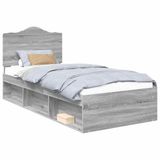 vidaXL Bedframe Grijs Sonoma Massief Grenenhout 90 x 190 cm