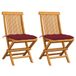vidaXL Tuinstoel Terras Gecapitonneerde zitting Teak Rood
