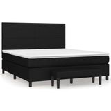vidaXL Boxspringbed met matras, stof, zwart, 180x200 cm