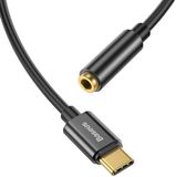Baseus - Mini Jack 3.5 mm (female) naar USB C (male) - Koptelefoon adapter - Zwart