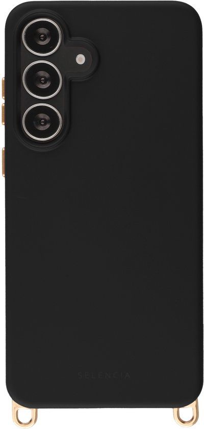 Selencia Rivièra MagSafe Backcover met afneembare haakjes voor de Samsung Galaxy S25 FE - Velvet Black
