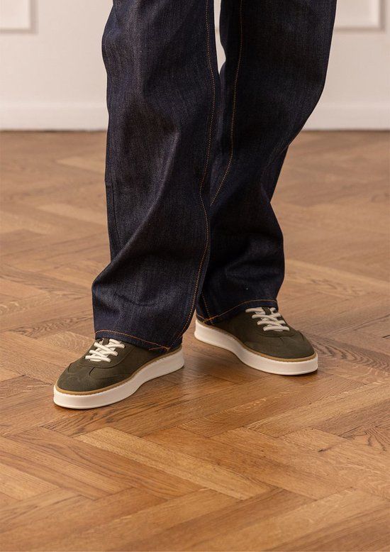 Manfield Heren Groene Suède Sneakers Maat 45