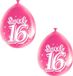 Folat Sweet 16 verjaardag ballonnen - 16x stuks - roze - 16 jaar verjaardag feestartikelen