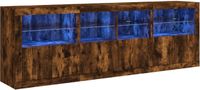 vidaXL Dressoir met LED-verlichting 202x37x67 cm gerookt eikenkleurig